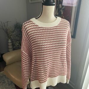 Old Navy Women's Sweater in Red and Cream Stripes